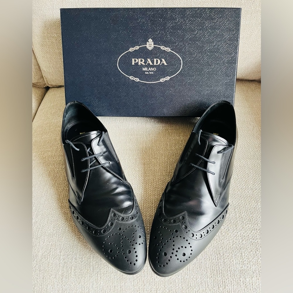 Prada lace up Oxford black formal shoes Sz 9.5